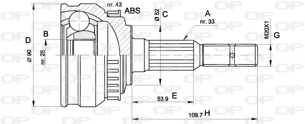OPEN PARTS Шарнирный комплект, приводной вал CVJ5048.10